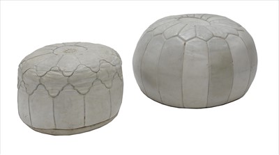Lot 694 - Two white-panelled leather pouffes