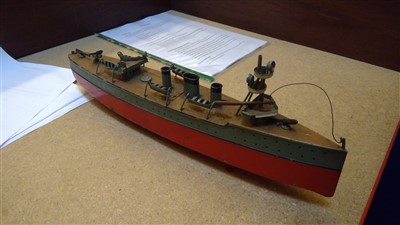 Lot 1206 - A Bing tin plate Naval gunboat