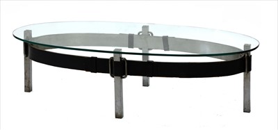 Lot 613 - A steel and glass low coffee table