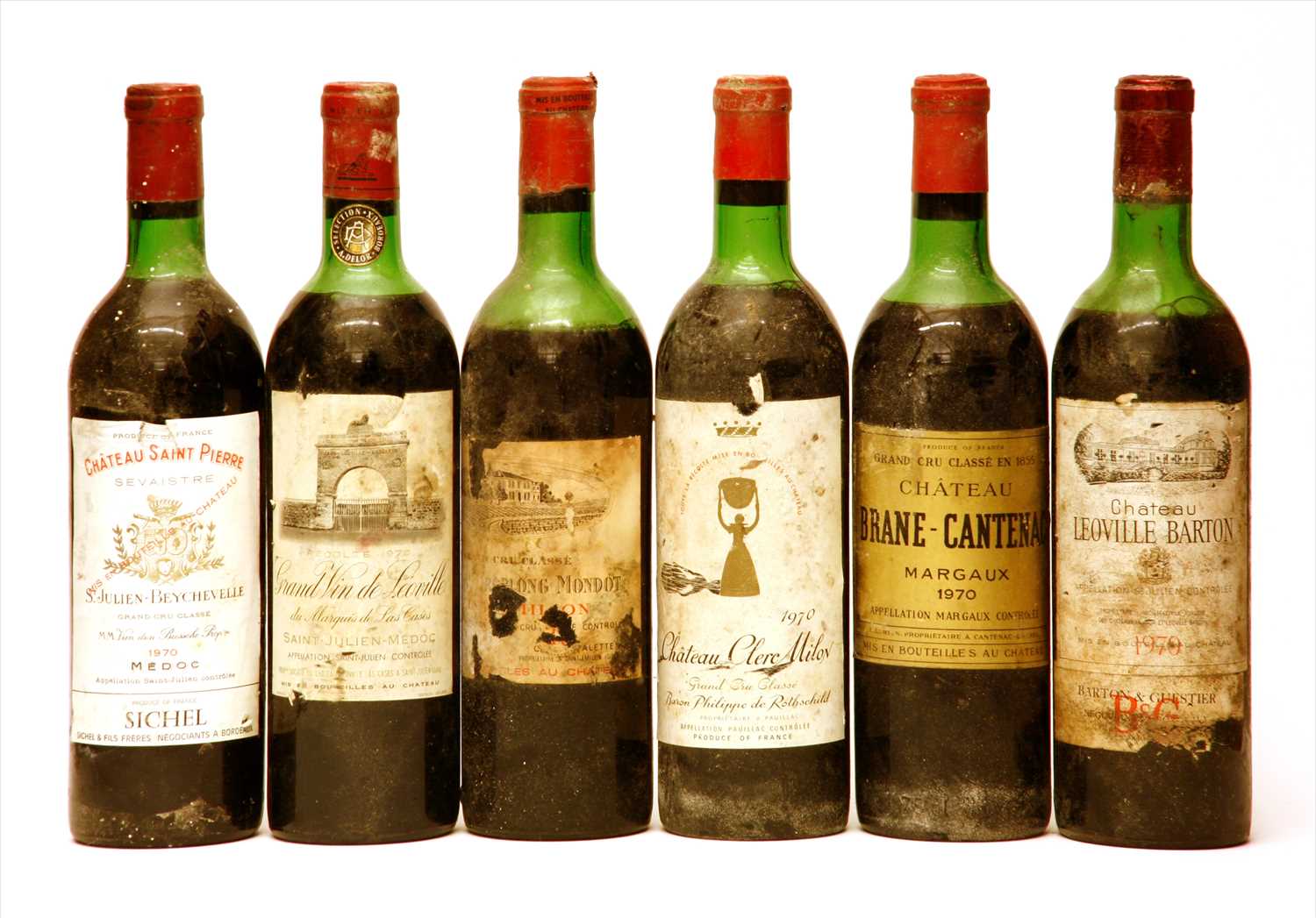 Lot 327 - Assorted Red Bordeaux: Château Brane-Cantenac, 1970, one bottle and five other bottles