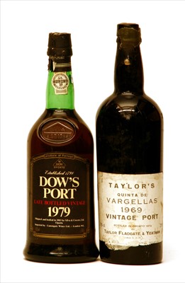 Lot 84 - Assorted Vintage Port: Taylor's, 1969 one bottle and Dow's, 1979, one bottle, two bottles in total