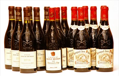 Lot 208 - Assorted Châteauneuf-du-Pape: Bosquet des Papes and others, 15 bottles total