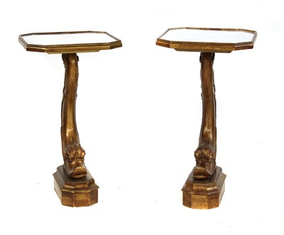 Lot 1588 - A pair of dolphin side tables