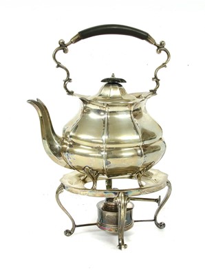 Lot 1142 - A silver kettle on stand