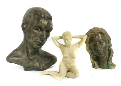 Lot 1300 - Two bronzed terracotta busts