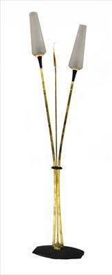 Lot 338 - A brass and black lacquered standard lamp
