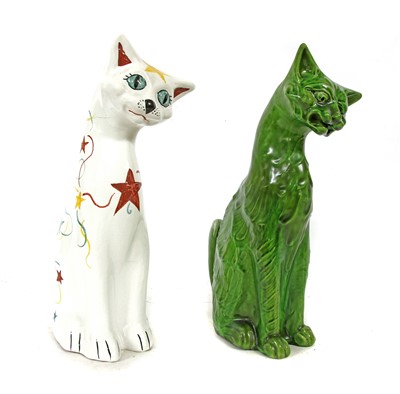 Lot 1445 - Two C H Brannam pottery cats