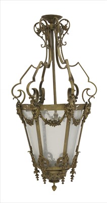 Lot 566 - A large brass hall lantern