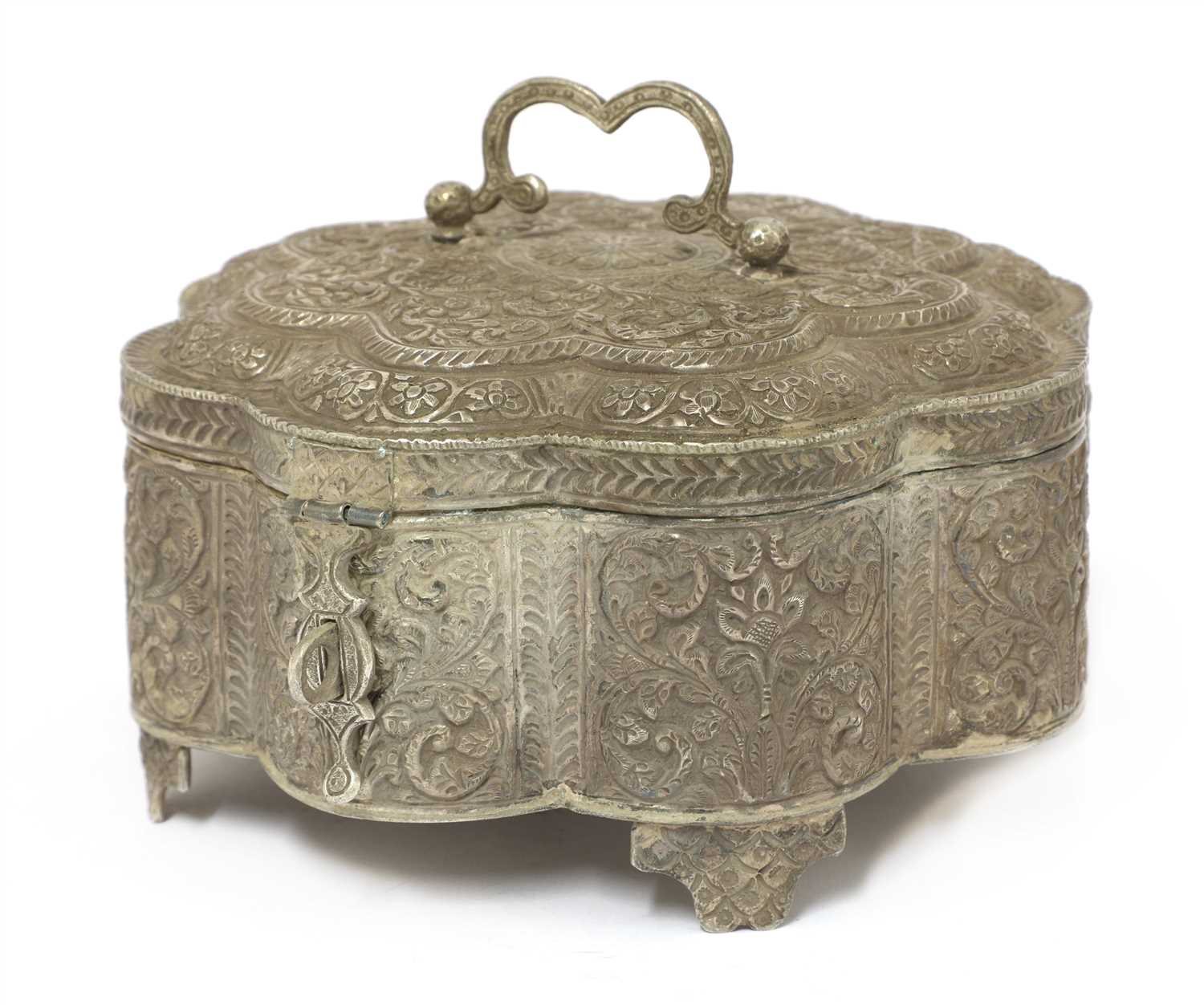 Lot 97 - An Indian white metal betel or spice box