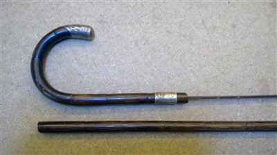 Lot 1434 - A collection of four silver mounted imitation bamboo sword sticks