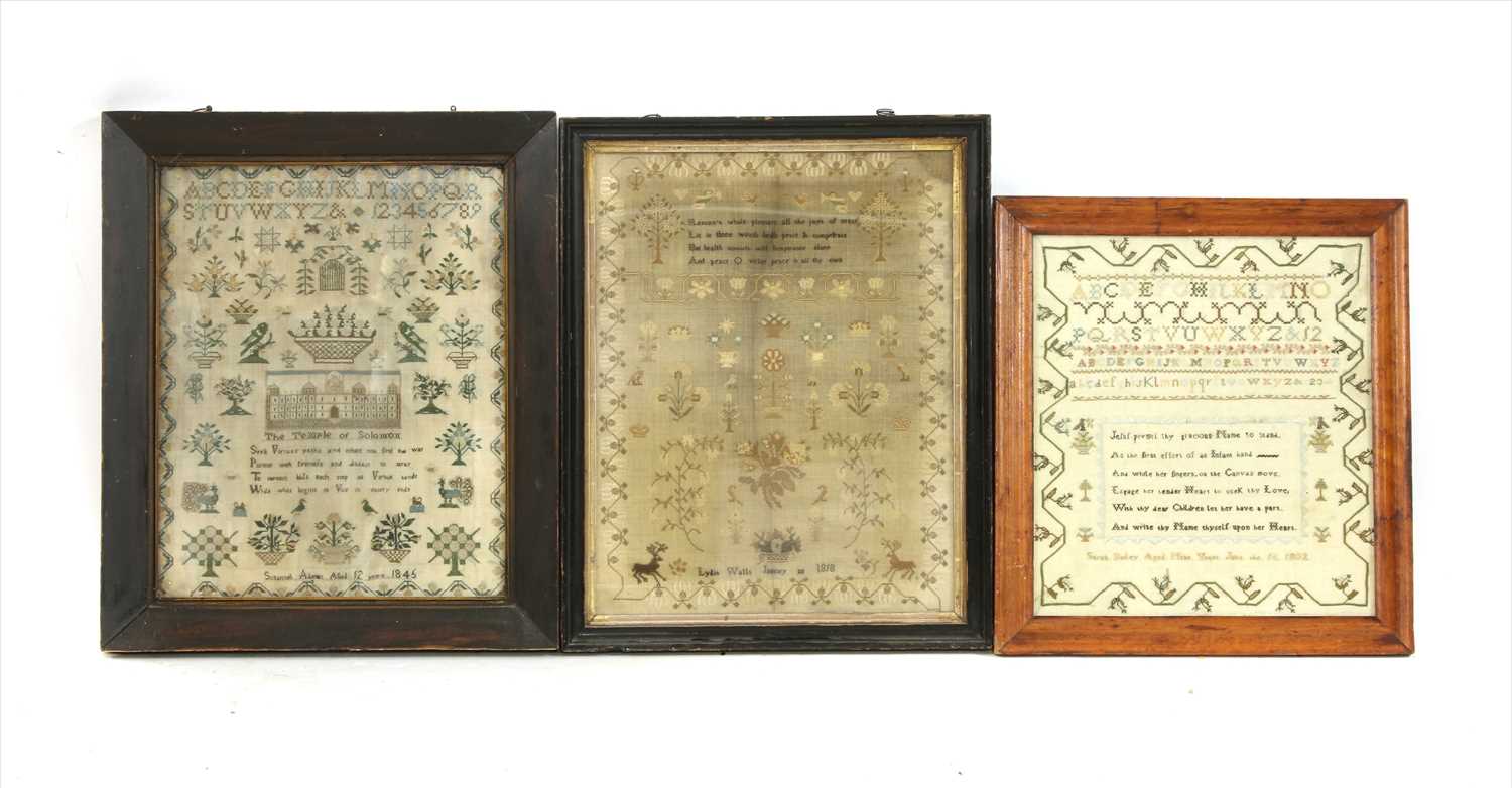 Lot 554 - Three verse and alphabet samplers