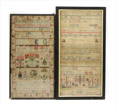 Lot 600 - Two 18th century verse and alphabet samplers