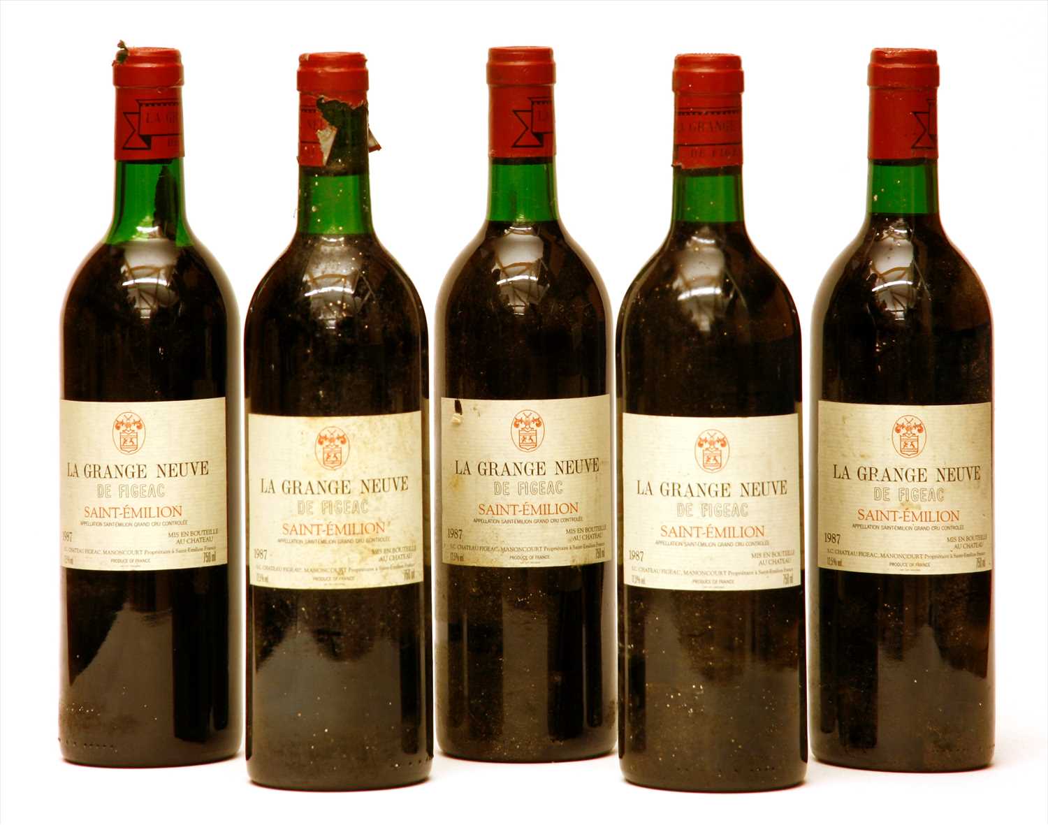 Lot 344 - La Grange Neuve de Figeac, Saint-Émilion, 1ere Grand Cru Classé, 1987, five bottles