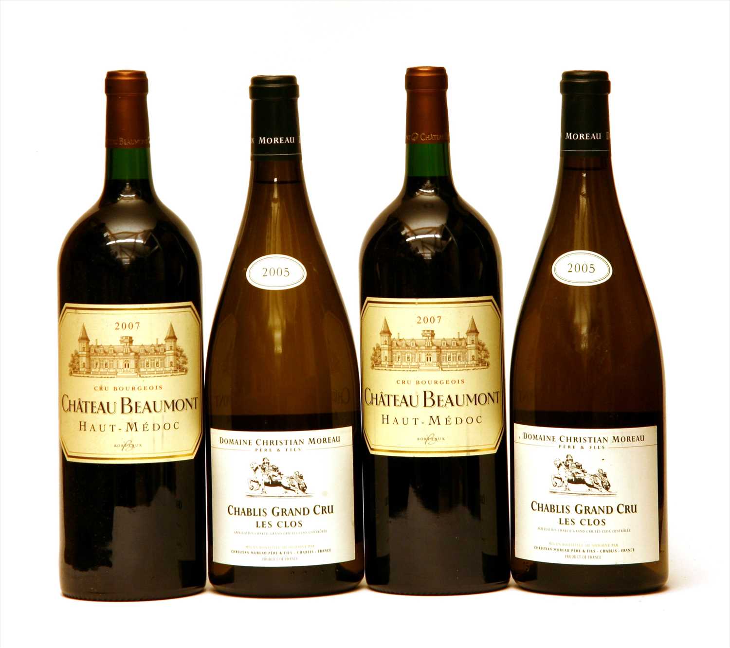Lot 152 - Misc wines : Dom Christian Moreau Père & Fils, 2005, and Ch Beaumont, 2007, two magnums of each
