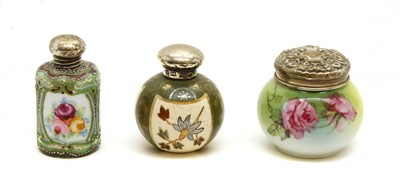 Lot 1085 - A Nippon style porcelain silver topped scent bottle