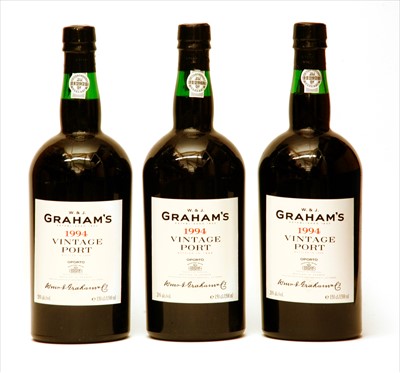 Lot 89 - Graham's, Vintage Port, 1994, three magnums (in open owc)