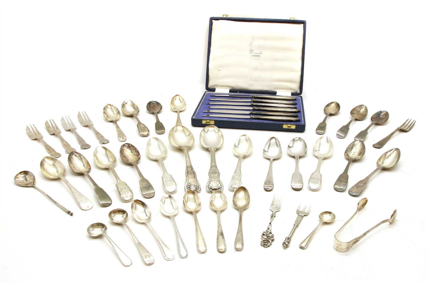 Lot 1081 - A collection of silver flatware