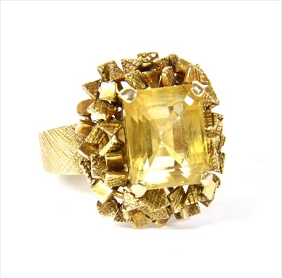 Lot 56 - A gold citrine ring, c.1970