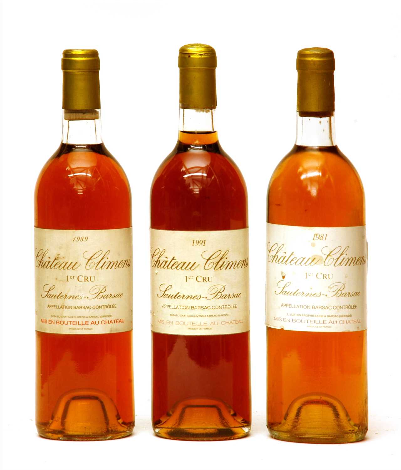 Lot 48 - Château Climens, Barsac, 1er Cru, one bottle each, 1981, 1989 and 1991