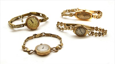 Lot 41A - Four ladies' 9ct gold mechanical watches
