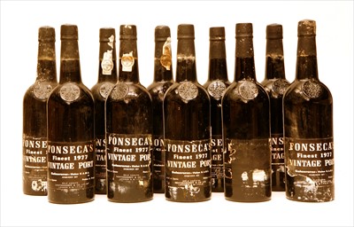 Lot 52 - Fonseca, Vintage Port, 1977, ten bottles (labels damaged/one lacking, details on capsule)