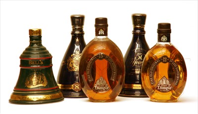 Lot 140 - Assorted Whisky: Bell's ceramic decanters Christmas 1989, and others, 9 decanters/bottles in total