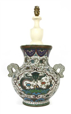 Lot 1430A - A Chinese brass and cloisonné enamel lamp base