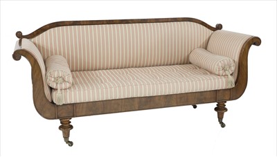Lot 691 - A French mahogany double ended chaise longue