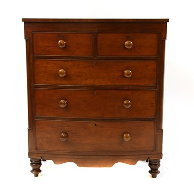 Lot 1706 - A George III mahogany bow front chest of drawers