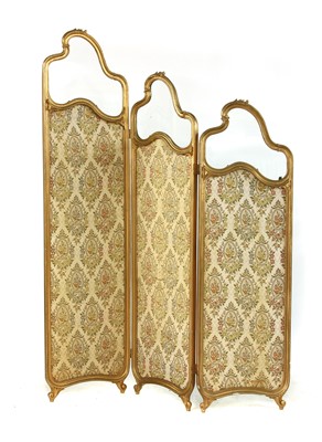 Lot 1712 - A 20th century gilt wood three fold graduating dressing screen