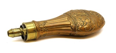 Lot 1118 - A J.W. Hawksley brass and copper powder flask
