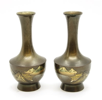 Lot 1080 - A pair of Japanese bronze vases