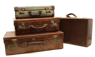 Lot 1364 - A selection of vintage leather and fabric suitcases