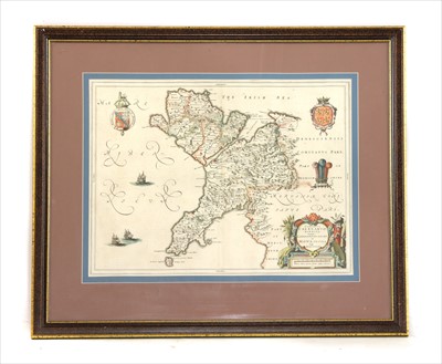 Lot 413 - 'COMITATUS CAERNARVO NIENSIS' a map of Caernarvon by Johannes Blaeu