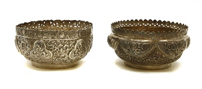 Lot 1138 - Two Indian/Sri Lankan white metal bowls