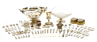 Lot 1155 - An assortment of silver hollow and flatwares