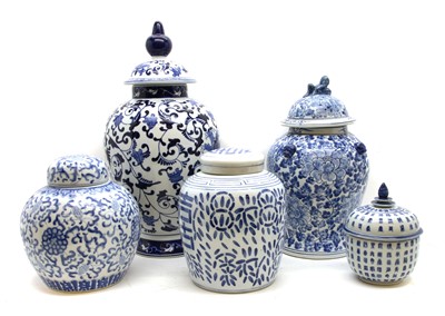 Lot 1404A - Two modern Chinese blue & white vases and covers