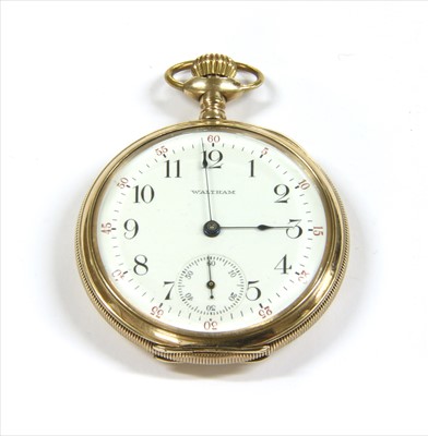 Lot 130 - A rolled gold Waltham top wind open-faced pocket watch