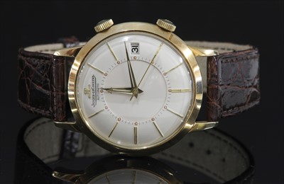 Lot 381 - A gentlemen's steel and gold Jaeger-LeCoultre 'Memovox' automatic strap watch, c.1965