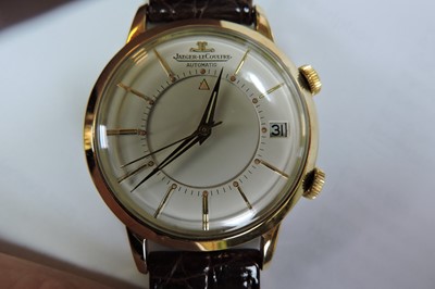 Lot 381 - A gentlemen's steel and gold Jaeger-LeCoultre 'Memovox' automatic strap watch, c.1965