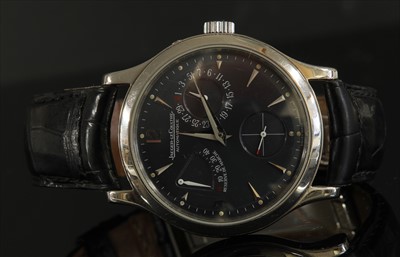 Lot 404 - A gentlemen's platinum Jaeger-LeCoultre 'Master Control Automatic' limited edition strap watch
