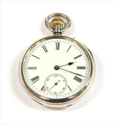 Lot 131 - A sterling silver top wind pin set open-faced pocket watch