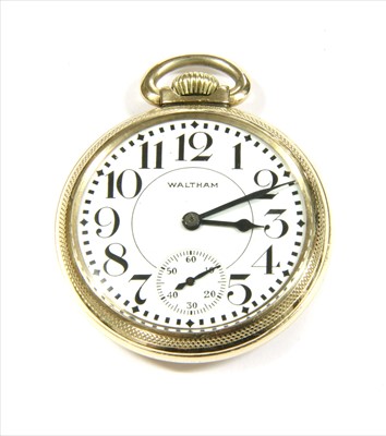 Lot 134 - A rolled gold Waltham Vanguard top wind lever set open-faced pocket watch