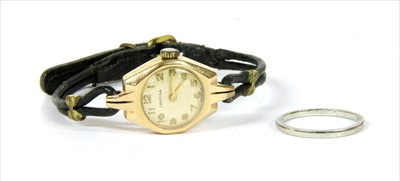 Lot 143 - A 9ct gold Certina mechanical strap watch, c.1950
