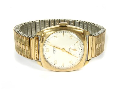 Lot 22 - A 9ct gold Vertex Revue mechanical bracelet watch, c.1950