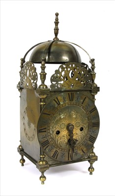 Lot 153 - A 17th century style brass eight day lantern clock