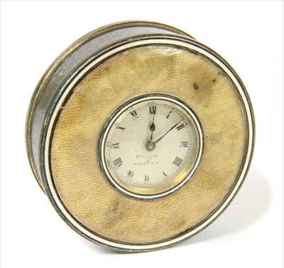Lot 203 - A sterling silver snakeskin and enamel clock