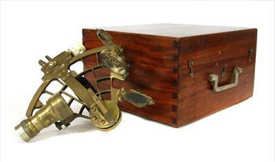 Lot 446 - A cased 20th century German brass sextant