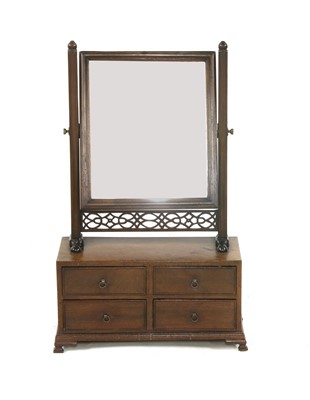 Lot 695 - A Georgian mahogany box based toilet mirror