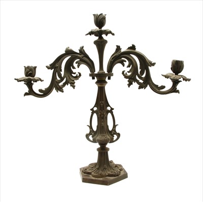 Lot 497 - A 19th century bronze candelabra